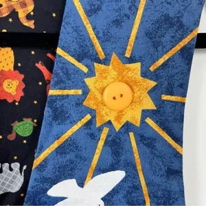 Noah's Ark Quilted Appliqué Novelty Teacher Vest Blue Large thumbnail 3