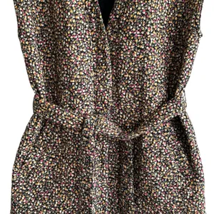 SAINT Tropez OanaSZ Quilt Vest M floral print sleeveless belted Pockets thumbnail 5
