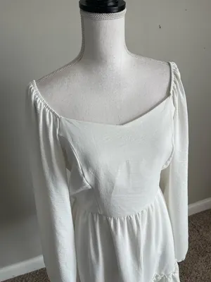 ALTAR'D STATE | White Square Neck Long-Sleeve Mini Dress Sz M thumbnail 4