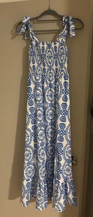 SheIn Blue and White Tie Sundress thumbnail 1