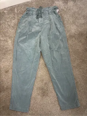 NEW! FREE PEOPLE Margate Pleated Velvet Trousers Washed Out Aqua Green Size XS thumbnail 1