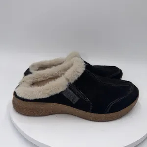 Taos Women's Black Suede Faux Fur Lined Clog Mules Slippers‎ 7 Comfort Shoes thumbnail 2