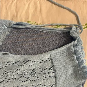 Light Blue One-Shoulder Crochet Maxi Dress thumbnail 8