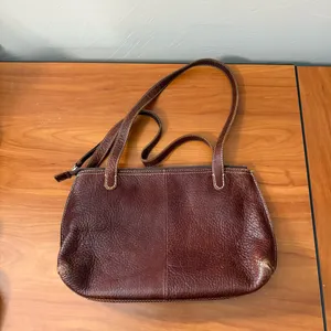 Ellington Dark Brown Leather Shoulder Purse Bag Zip Top Neutral Natural‎ Minimal thumbnail 5