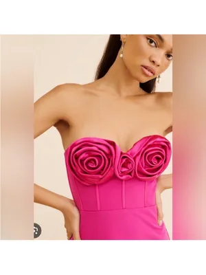 Monique Lhuillier Stella Rosette Strapless Dress thumbnail 6