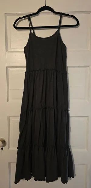 NATURAL LIFE Dark Green Tiered Maxi Dress with Thin Straps Size XS thumbnail 1