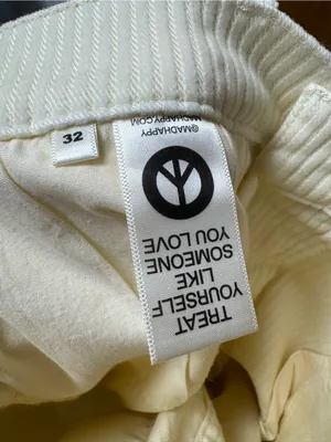 Madhappy Alumni Corduroy Pants Straight Leg Collegiate Embroidered 32 Cream NEW thumbnail 9