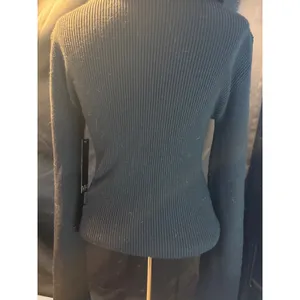My Michelle Black Ribbed Quarter Zip Sweater Faux Fur Collar Womens Large NWT thumbnail 5