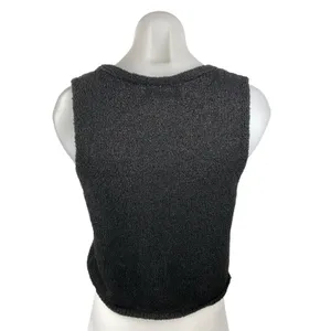 Oak + Fort Women's Black Knit Sleeveless V Neck Sweater Vest Tank Top Size S thumbnail 2