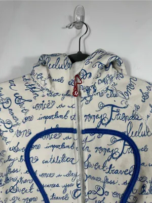 Lululemon Scuba Hoodie II 6 Manifesto Script White Blue Rare Vintage Y2K‎ thumbnail 4