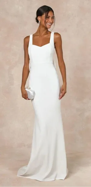Lulus Dress White Maxi backless pearl bow thumbnail 1
