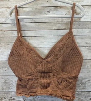 Free People Intimately FP Womens XS/S Bralette Top Rosie Longline Brown Made USA thumbnail 1