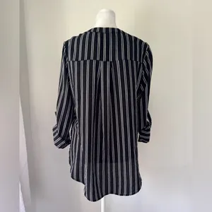 Lynn Ryan Black & White Striped Roll Tab Blouse thumbnail 5