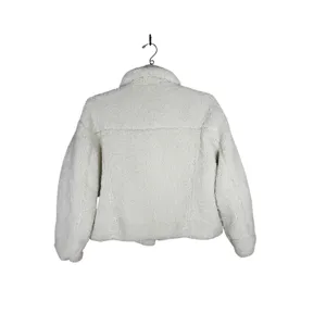 Zara Cream Faux Shearling Teddy Jacket Button Front Collared Off White Medium thumbnail 7