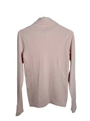 Athleta Flurry Endeavor Ribbed Turtleneck Top Thumbholes Pink Small thumbnail 3