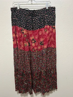 Vintage 90s Y2K Sag Harbor Patchwork Floral Maxi Skirt Boho Indie Large thumbnail 3