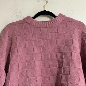 Abercrombie & Fitch Checkered Crewneck Pullover Sweater Pink Size Small thumbnail 6