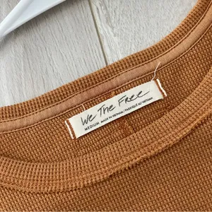 Free People Shirt tasha striped thermal long sleeve womens Orange medium casual thumbnail 2