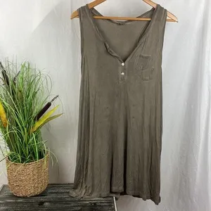 POL Gray Sleeveless T Shirt Tunic Top L thumbnail 2