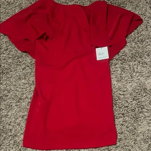 Calvin Klein Red Ruffled Midi Dress thumbnail 1