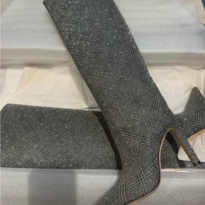 Jimmy Choo Mavis Glitter Plaid Heel Boots 39 thumbnail 7