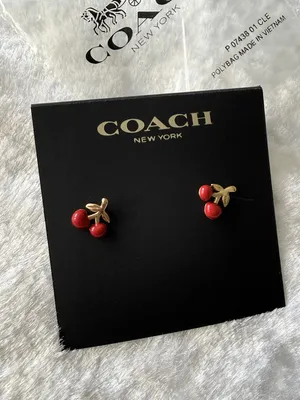 COACH Red Enamel Vintage Charms Cherry Stud Earrings thumbnail 6