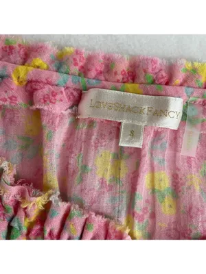 LoveShackFancy Pink yellow Floral Rayna Cotton Mini Dress size S Ruffled Layers thumbnail 3