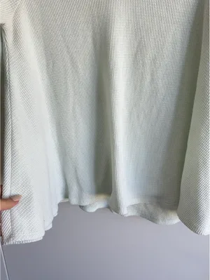 Free People We The Free Mint Green Waffle Knit Thermal Top Size S Long Sleeve thumbnail 3