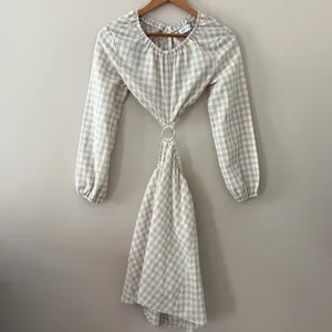 Petal & Pup‎ Beige Cut Out Gingham Dress 100% Cotton Mini Puff Sleeves Size 4 thumbnail 3