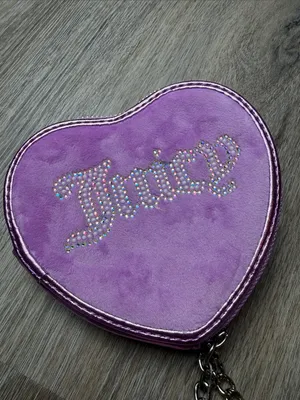 Juicy Couture Y2K Violet Heart Zip Around Coin Purse/Wallet/Wristlet thumbnail 2