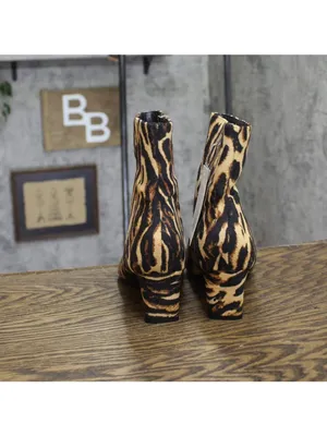 NWT A New Day Womens Tigris Boots Ankle Block Heel Boots Brown Tiger Multi 8M thumbnail 5