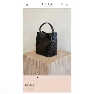 NWT AOTA Elena Crossbody Bucket Bag in Black Croc Vegan Leather thumbnail 2