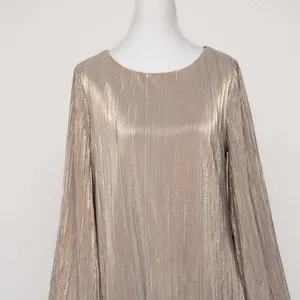 Betsy & Adam - Gold‎ Metallic Pleated Long-Sleeve Mini Dress thumbnail 9