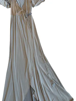 Two Birds Grey Faux Wrap Maxi Dress Flutter Sleeve Long Surplice Medium Women's thumbnail 9