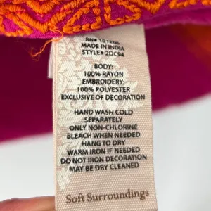 Soft Surroundings‎ Womens Fuchsia Orange Embroidered Kaftan Swim Coverup Sz S/M thumbnail 8