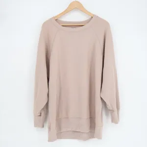 Aerie Sweatshirt Womens Large Brown Cotton Ribbed High Low Hem Raglan Sleeve thumbnail 2