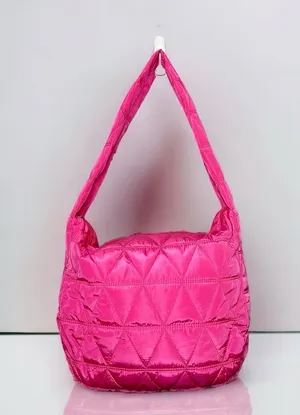 Pink Quilted Puffer Shoulder Bag Lightweight Hobo Bag Handbag New thumbnail 1