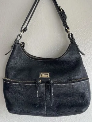 Dooney & Bourke Pebble Grain Classic Black Leather Hobo Handbag Adjustable thumbnail 1