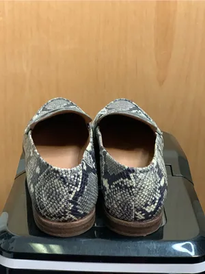 Madewell Leather Snake-Print Slip-On Loafers in Grey and Black Size-8 Edgy Chic thumbnail 6