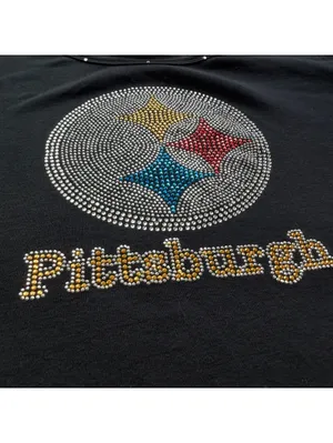 Y2K Pittsburgh Steelers Rhinestone Bling T-Shirt Women’s XL Black NFL Football thumbnail 5