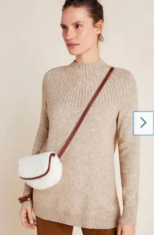 Anthropologie Women's Taupe Stretchy Mock Neck Sweater Sz S Capsule Wardrobe thumbnail 1