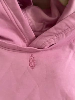 Free People NWT Playing Games Pink Cropped Hoodie Sweatshirt Pullover Size L thumbnail 8