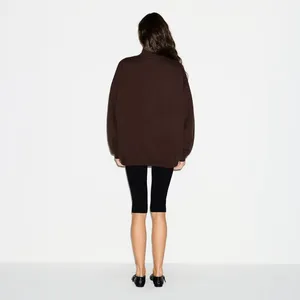 SKIMS Oversize Fleece Half Zip Pullover in Espresso small NWT thumbnail 2