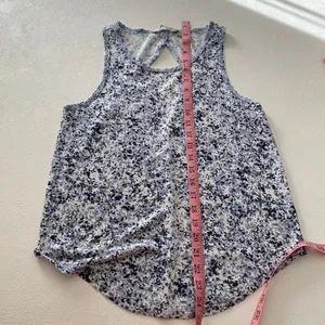 Athleta Blue White Speckle Print Racerback Tank Top | Size Small thumbnail 5