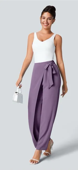 Halara HalaraFlex High Waisted Wide Leg Pants Small Sandalwood Violet Tie thumbnail 1