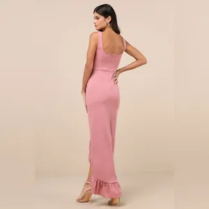 Lulus Immaculate Excellence Pink Sleeveless Ruffled Tulip Maxi Dress Size M NWT thumbnail 6