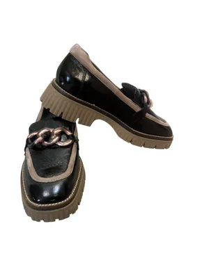 Softwaves Valene Black/Taupe patent leather loafers 38 NWOT thumbnail 3