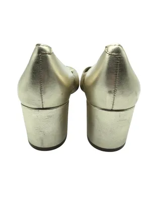 Marc Fisher Block Heels Closed Toe Slip On Leather Gold Size 6 thumbnail 5