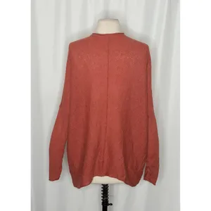 FREE PEOPLE Sadie V Neck Sweater Pullover Wool Alpaca Ruching Sunset Red Small thumbnail 7