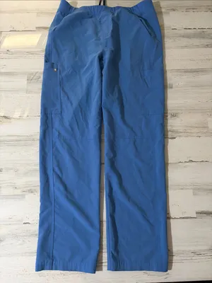Figs Women's Light Blue Cargo Scrub Pants with Drawstring Size XL thumbnail 2